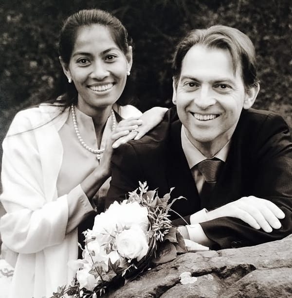 Swe Yi Myat and Jens Uwe Parkitny, owners of Loikaw Lodge by the Lake, on their wedding day in April 2007.
